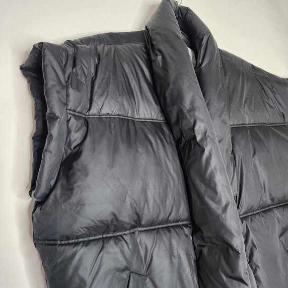 FRAME Womens Puffer Vest Jacket Sleeveless Oversized Shoulders Wide Pad Black S - Picture 9 of 13